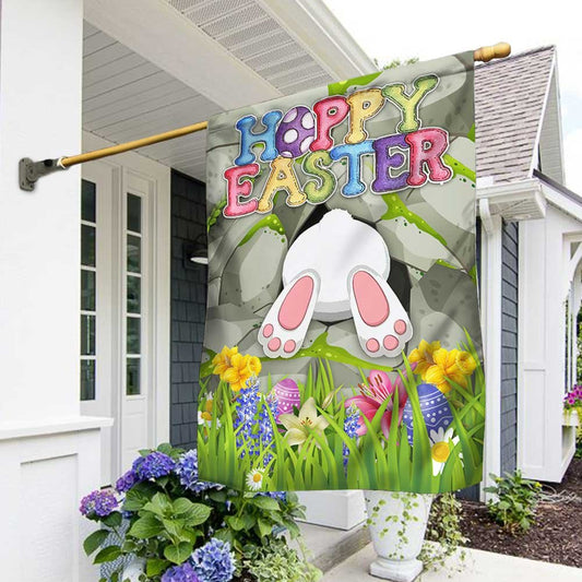 Easter Bunny Happy Easter Flag - Religious Easter House Flags - Easter Garden Flags