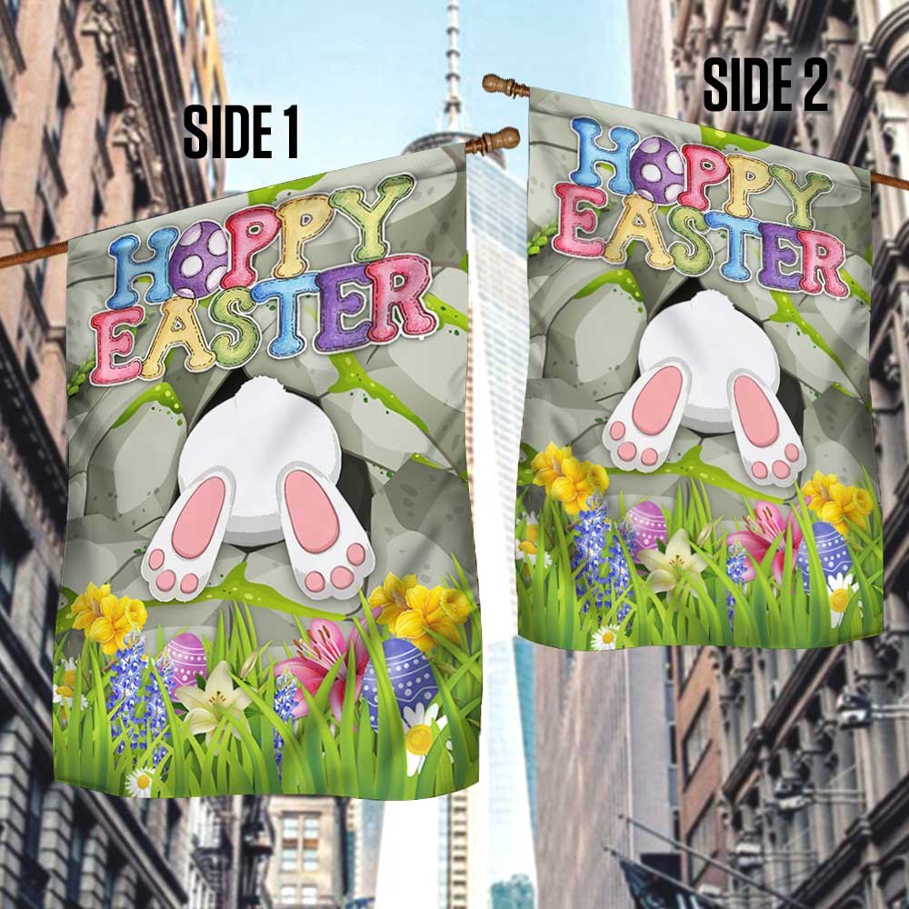 Easter Bunny Happy Easter Flag - Religious Easter House Flags - Easter Garden Flags