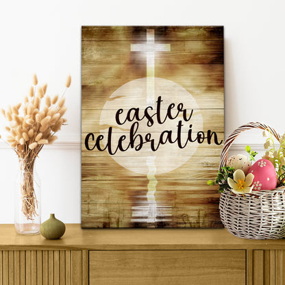 Easter Celebration Cross Canvas Wall Art - Easter Canvas Pictures - Religious Wall Decor