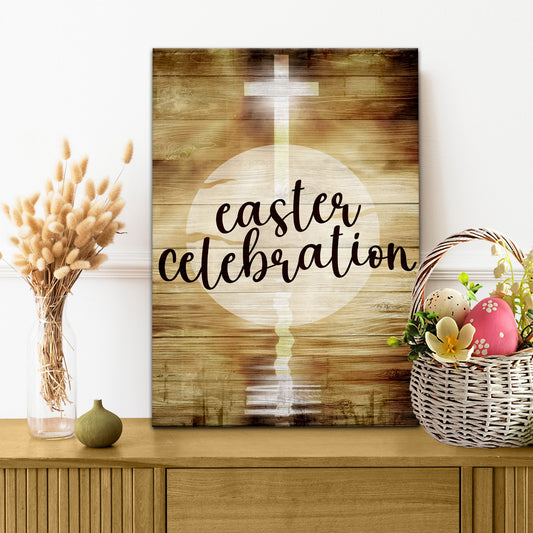Easter Celebration Cross Canvas Wall Art - Easter Canvas Pictures - Religious Wall Decor