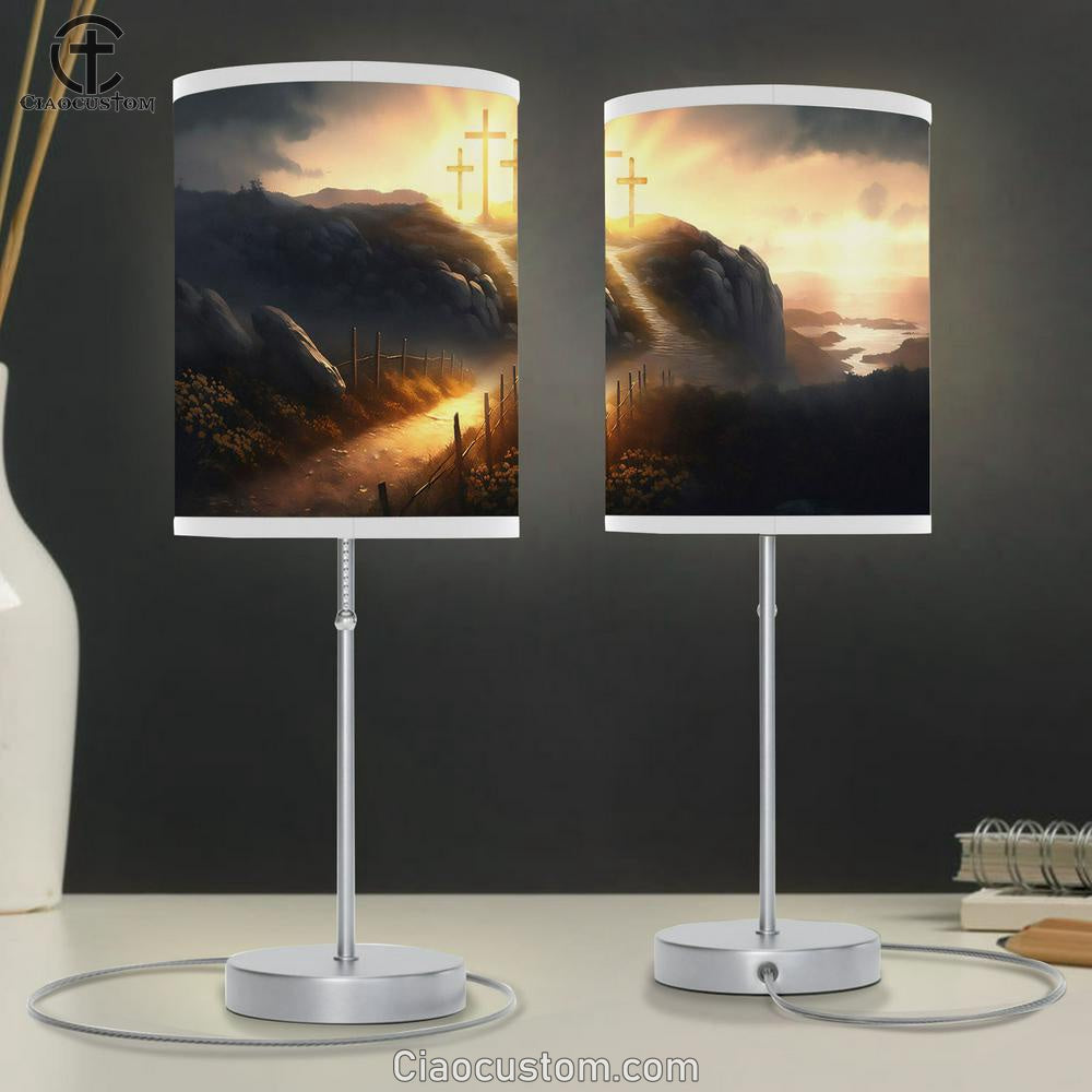 Easter Cross Dawn Table Lamp Pictures - Faith Art - Christian Table Lamp For Bedroom Decor