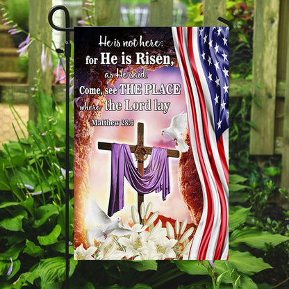 Easter Cross Flag Religious He is Risen - Easter House Flags - Christian Outdoor Easter Flags