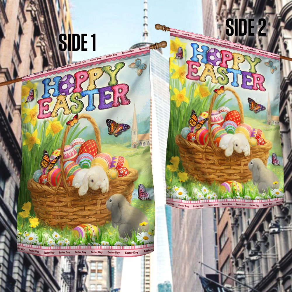 Easter Day Eggs Happy Easter Flag - Religious Easter House Flags - Easter Garden Flags