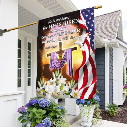 Easter Day Resurrection of Jesus Flag - He Is Not Here For He Is Risen American Flag - Religious Easter House Flags - Easter Garden Flags