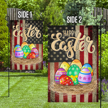 Easter Eggs American Flag - Easter House Flags - Christian Easter Garden Flags