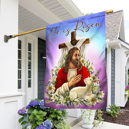 Easter Flag He Is Risen Cross - Easter House Flags - Christian Outdoor Easter Flags