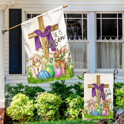 Easter Flag He Is Risen Cross Christian - Easter House Flags - Christian Outdoor Easter Flags