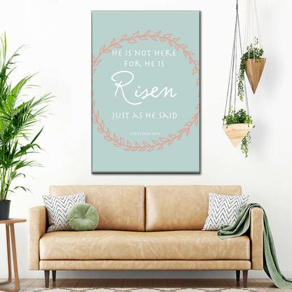Easter He Is Not Here He Is Risen Canvas Wall Art - Christian Wall Decor Art - Religious Wall Decor