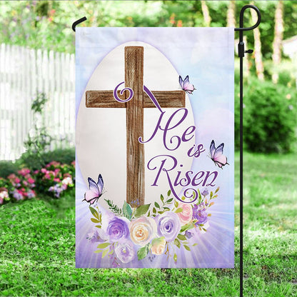 Easter He Is Risen Religious Flag - Religious Easter House Flags - Easter Garden Flags