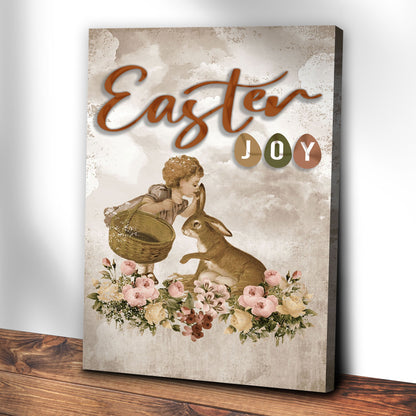 Easter Joy Bunny Canvas Wall Art - Easter Canvas Pictures - Religious Wall Decor