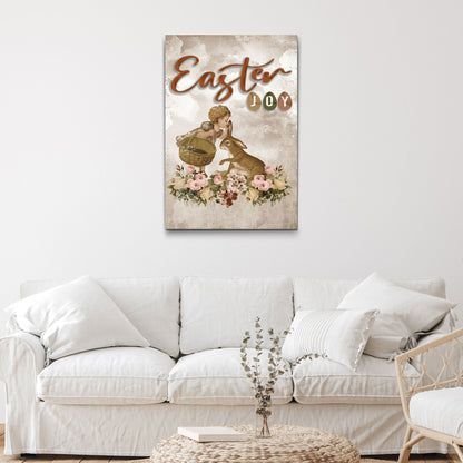 Easter Joy Bunny Canvas Wall Art - Easter Canvas Pictures - Religious Wall Decor