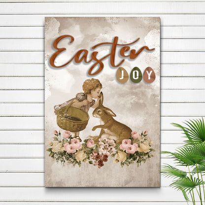 Easter Joy Bunny Canvas Wall Art - Easter Canvas Pictures - Religious Wall Decor
