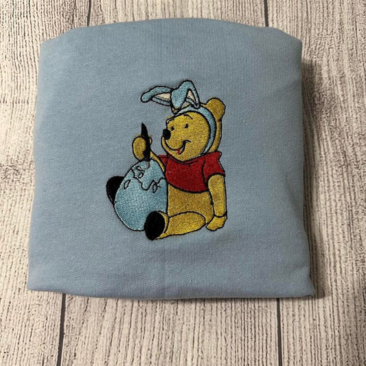 Easter Winnie The Pooh Embroidered Sweatshirt, Women's Embroidered Sweatshirts