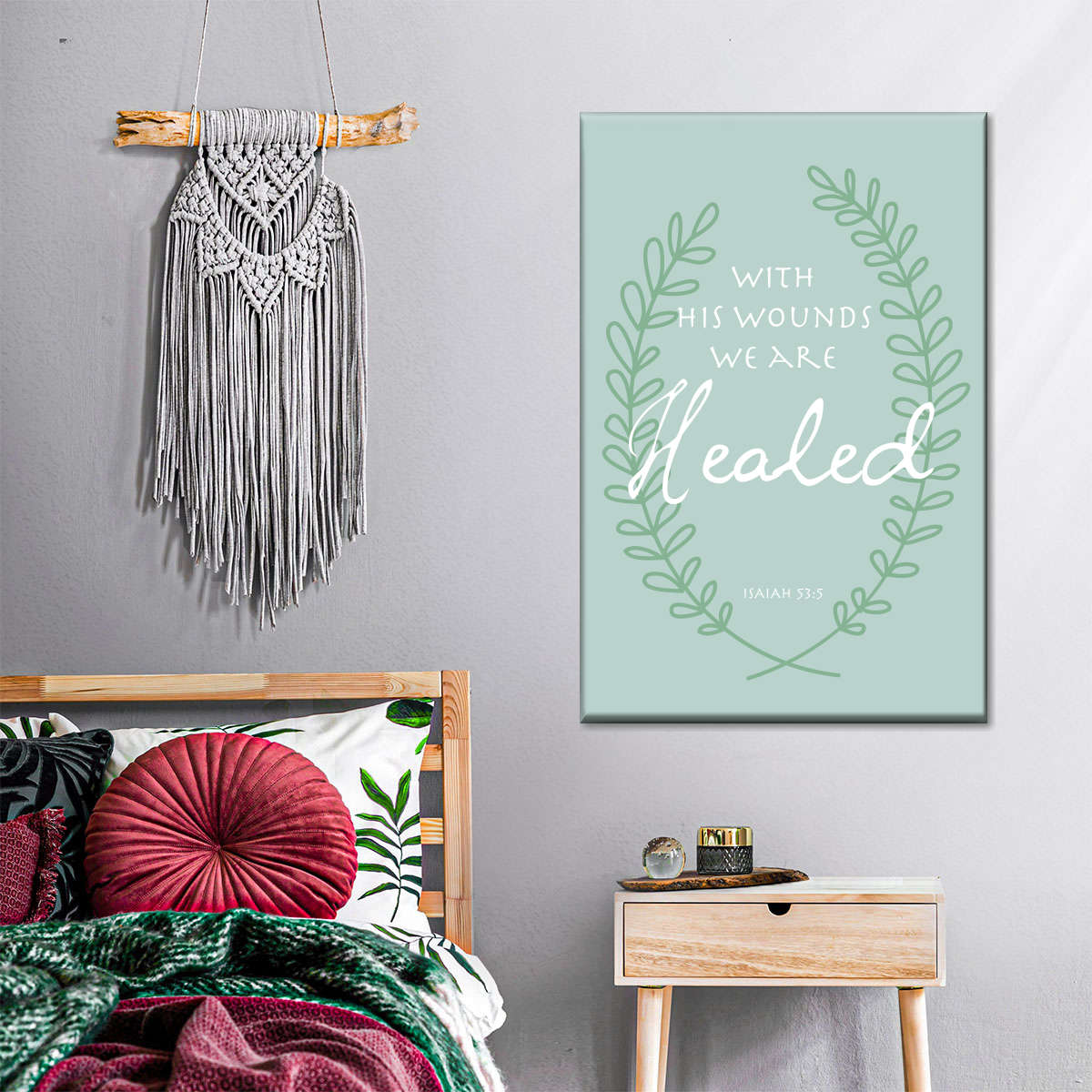 Easter With His Wounds We Are Healed Canvas Wall Art - Christian Wall Decor Art - Religious Wall Decor