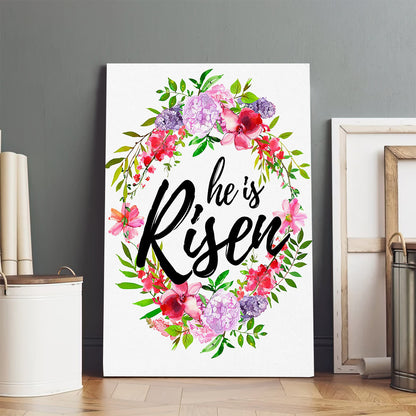 Easter Wreath He Is Risen Printable Easter Printable Home - Jesus Christ Canvas - Christian Wall Art - Religious Canvas Art