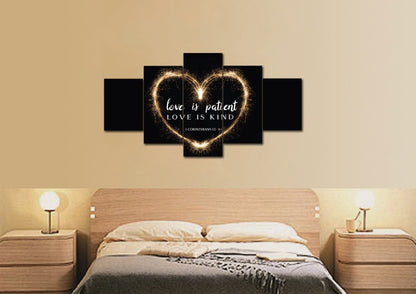 Electric Heart Love Is Patient, Love Is Kind Wall Art - Christian Canvas Wall Art