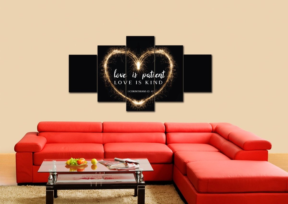 Electric Heart Love Is Patient, Love Is Kind Wall Art - Christian Canvas Wall Art