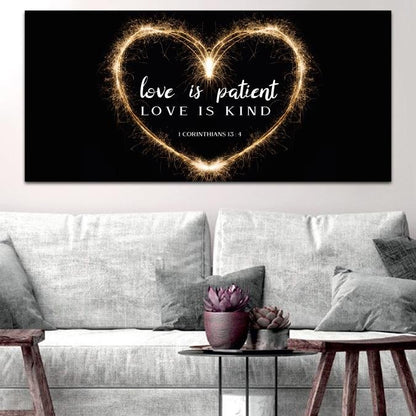 Electric Heart Love Is Patient, Love Is Kind Wall Art - Christian Canvas Wall Art