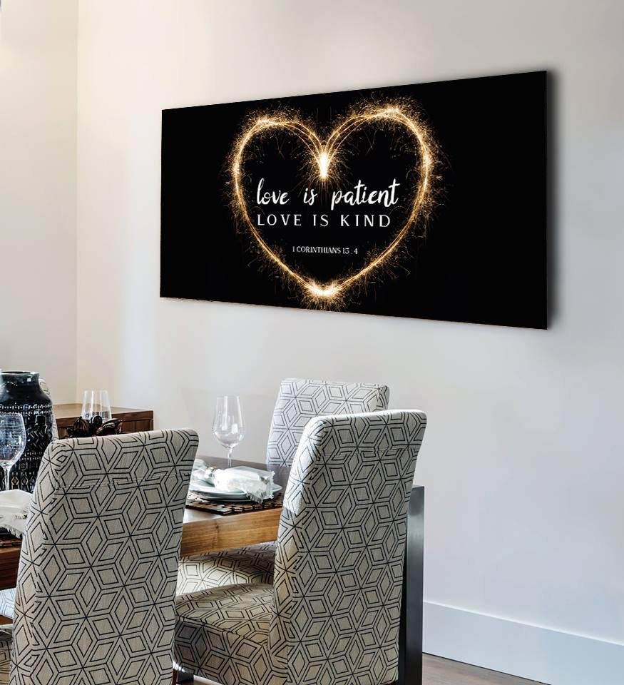 Electric Heart Love Is Patient, Love Is Kind Wall Art - Christian Canvas Wall Art