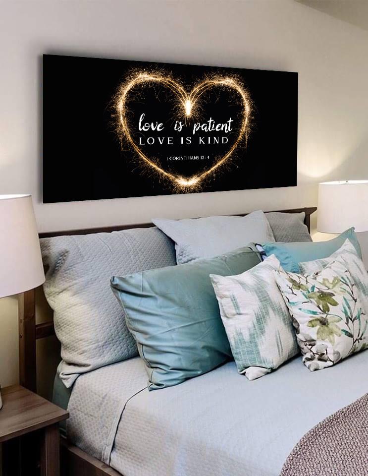 Electric Heart Love Is Patient, Love Is Kind Wall Art - Christian Canvas Wall Art