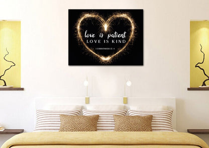 Electric Heart Love Is Patient, Love Is Kind Wall Art - Christian Canvas Wall Art