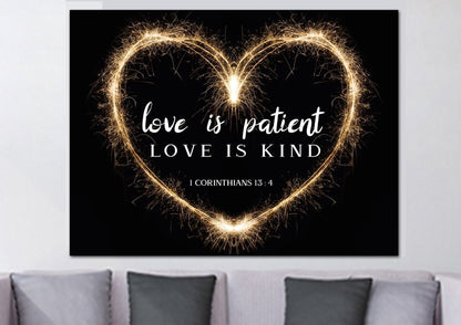 Electric Heart Love Is Patient, Love Is Kind Wall Art - Christian Canvas Wall Art