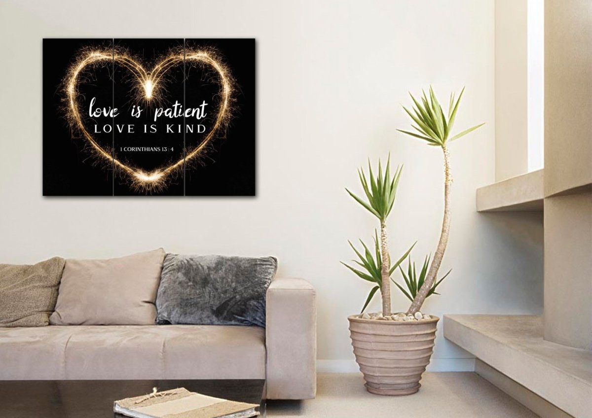 Electric Heart Love Is Patient, Love Is Kind Wall Art - Christian Canvas Wall Art