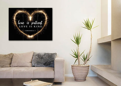 Electric Heart Love Is Patient, Love Is Kind Wall Art - Christian Canvas Wall Art