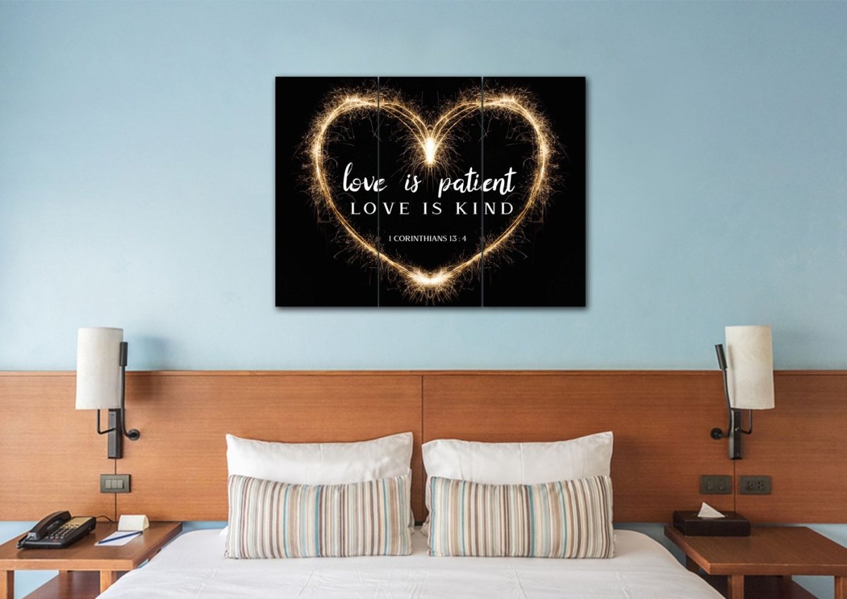 Electric Heart Love Is Patient, Love Is Kind Wall Art - Christian Canvas Wall Art