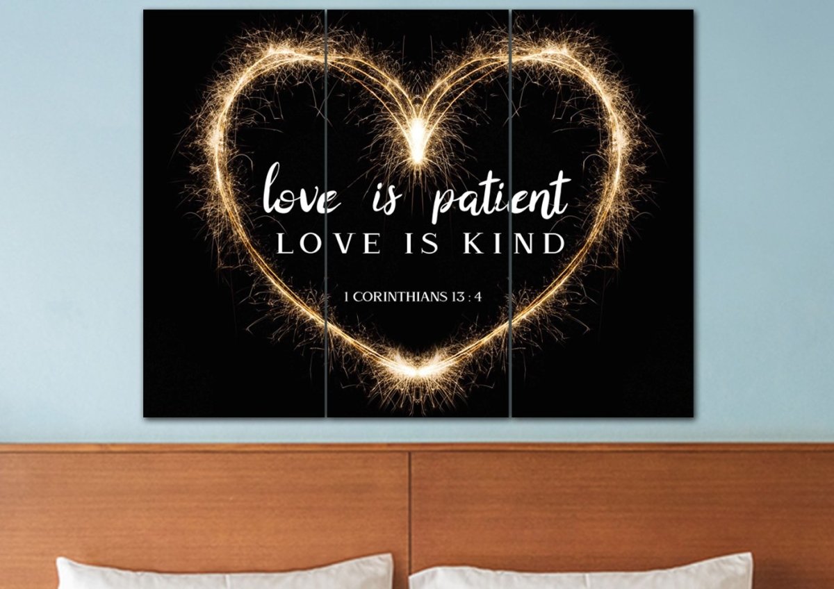 Electric Heart Love Is Patient, Love Is Kind Wall Art - Christian Canvas Wall Art
