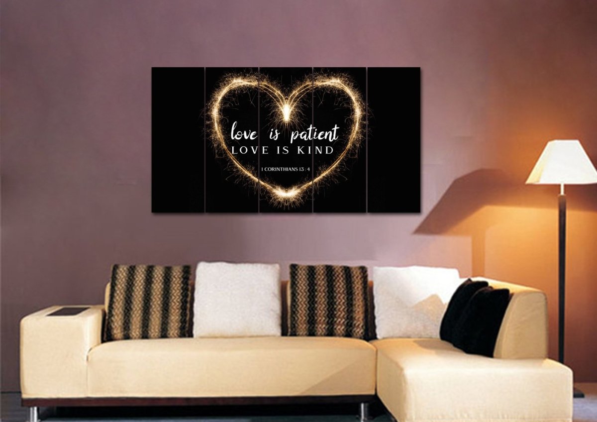 Electric Heart Love Is Patient, Love Is Kind Wall Art - Christian Canvas Wall Art