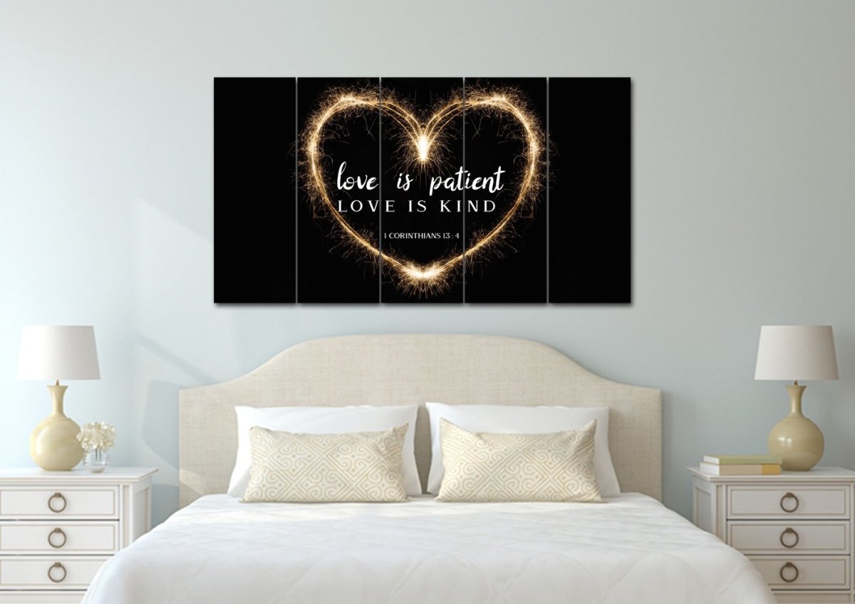 Electric Heart Love Is Patient, Love Is Kind Wall Art - Christian Canvas Wall Art