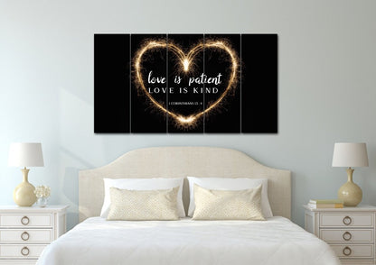 Electric Heart Love Is Patient, Love Is Kind Wall Art - Christian Canvas Wall Art