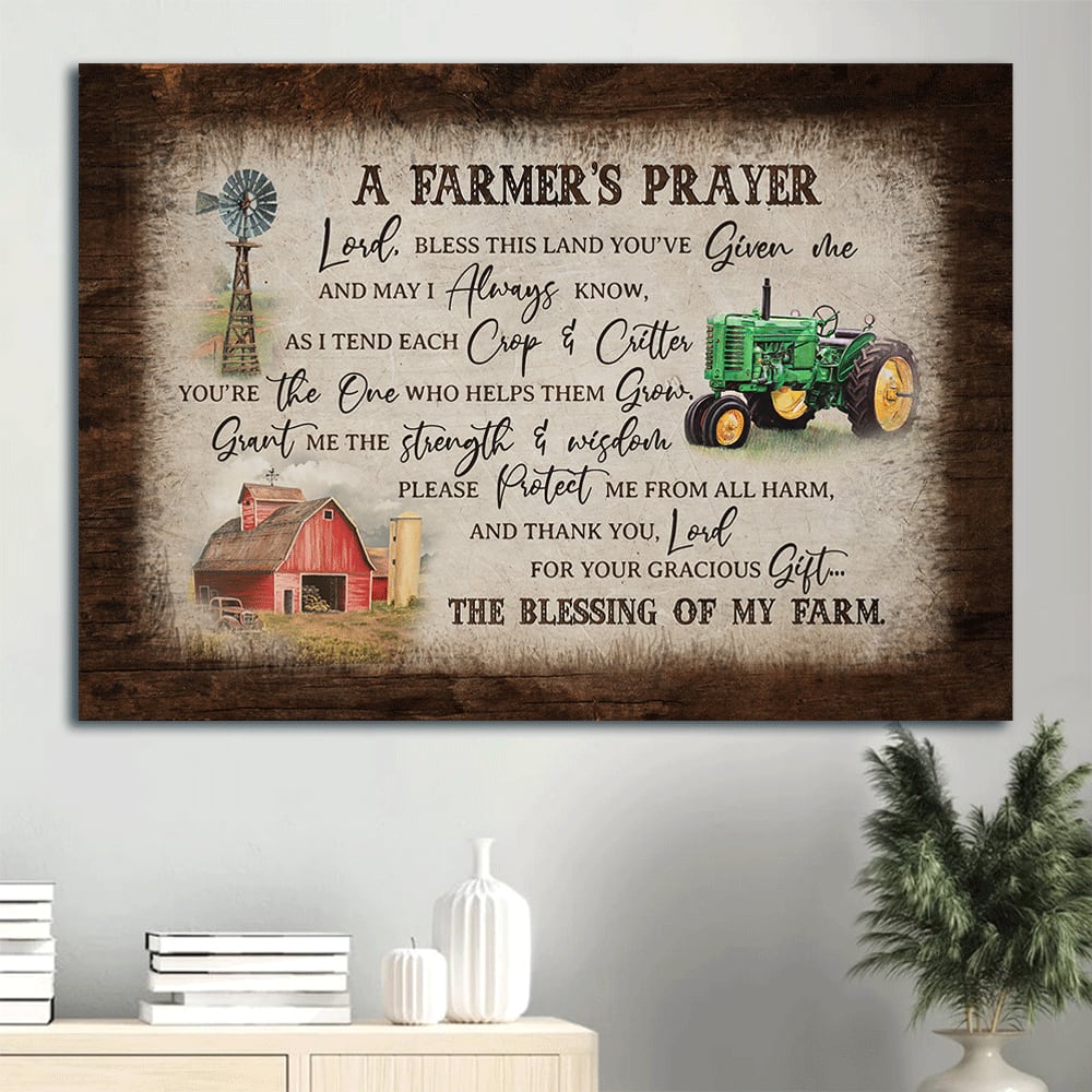 Electric Tricycle Red Barn Windmill Canvas A Farmer's Prayer Canvas Wall Art - Christian Wall Decor