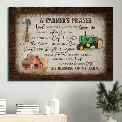 Electric Tricycle Red Barn Windmill Canvas A Farmer's Prayer Canvas Wall Art - Christian Wall Decor