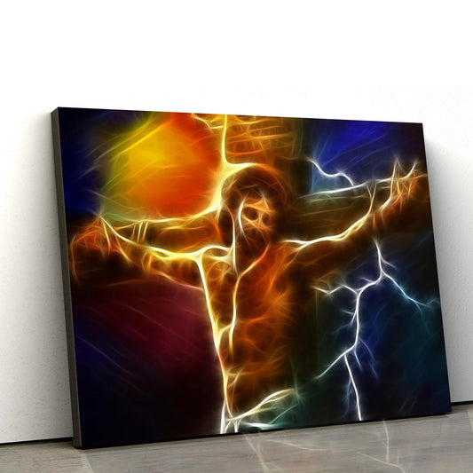 Electrifying Jesus Crucifixion Canvas Pictures - Jesus Canvas Wall Art - Christian Canvas Paintings