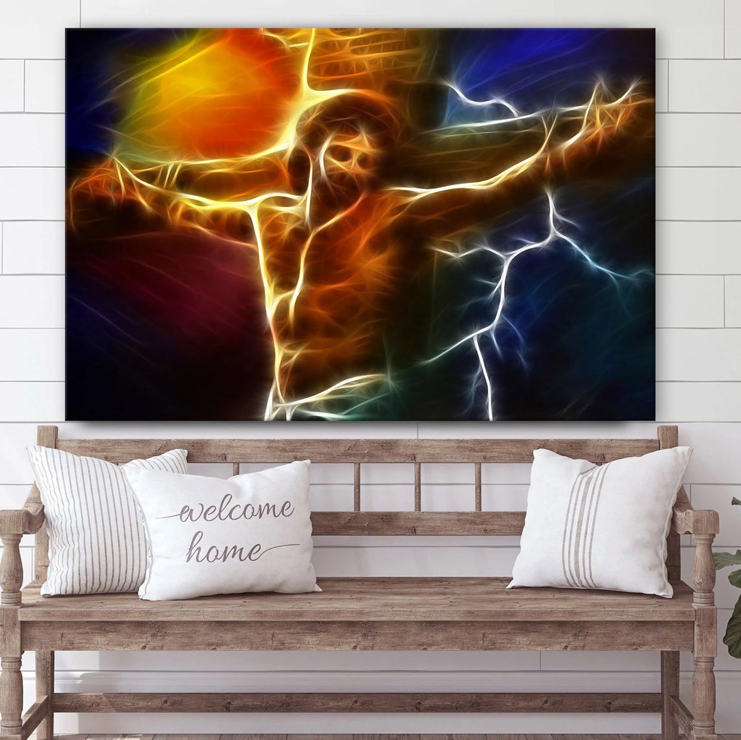 Electrifying Jesus Crucifixion Canvas Pictures - Jesus Canvas Wall Art - Christian Canvas Paintings