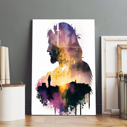 Elegant Minimalist Jesus Silhouette - Jesus Canvas Art - Christian Wall Canvas