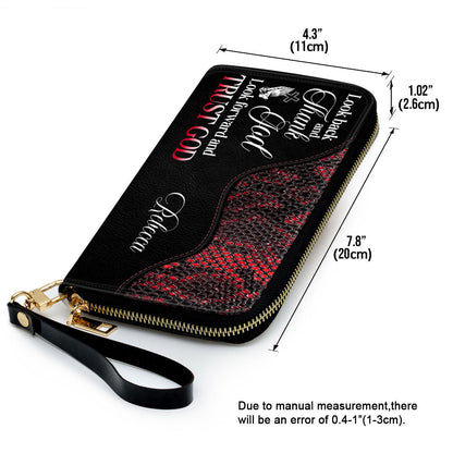 Elegant Religious Gift For Women Of God Look Back And Thank God Clutch Purse For Women - Personalized Name - Christian Gifts For Women