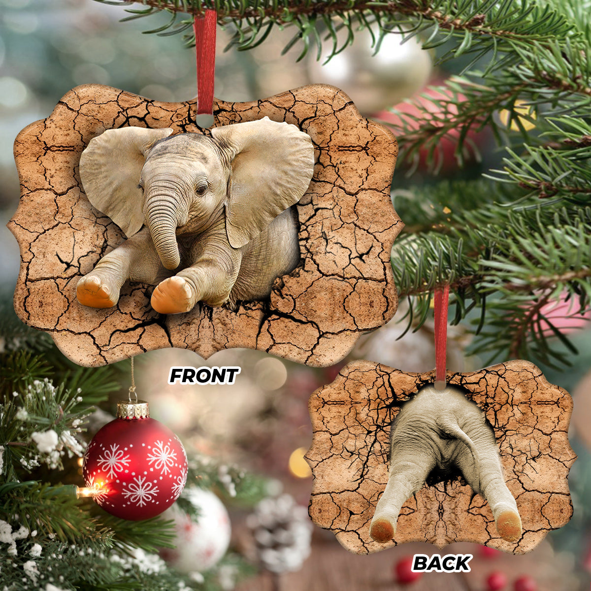 Elephant Beautiful Metal Ornament - Christmas Ornament - Christmas Gift