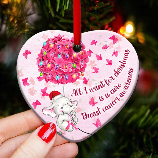 Elephant Brc Christmas Heart Ceramic Ornament - Christmas Ornament - Christmas Gift