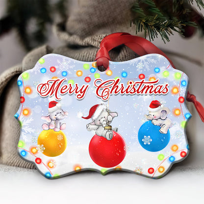Elephant Christmas Balls Metal Ornament - Christmas Ornament - Christmas Gift