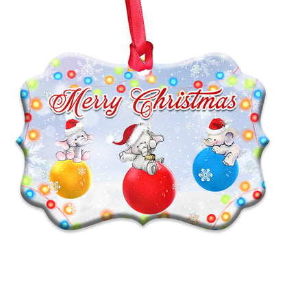Elephant Christmas Balls Metal Ornament - Christmas Ornament - Christmas Gift