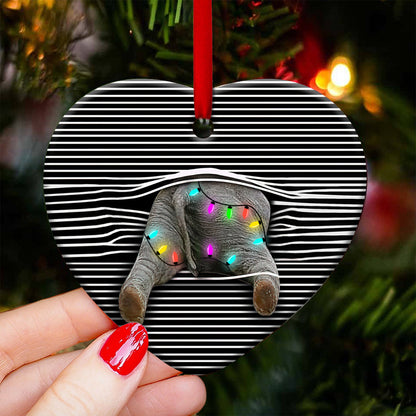 Elephant Christmas Style Heart Ceramic Ornament - Christmas Ornament - Christmas Gift