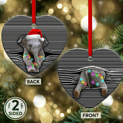 Elephant Christmas Style Heart Ornament - Christmas Ornament - Ciaocustom