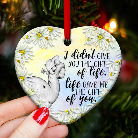 Elephant Family Life Give Me The Gift Of You Heart Ceramic Ornament - Christmas Ornament - Christmas Gift