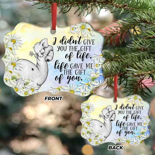Elephant Family Life Give Me The Gift Of You Metal Ornament - Christmas Ornament - Christmas Gift
