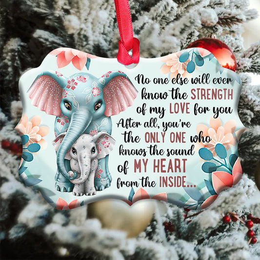 Elephant Family Mother And Daughter Metal Ornament - Christmas Ornament - Christmas Gift