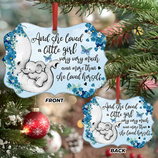 Elephant Family She Loved A Little Girl Metal Ornament - Christmas Ornament - Christmas Gift