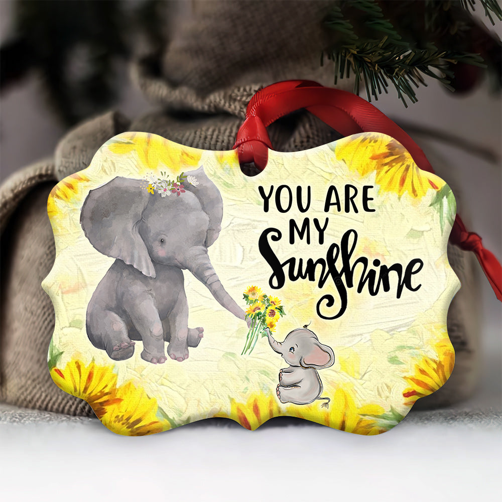 Elephant Family You Are My Sunshine Metal Ornament - Christmas Ornament - Christmas Gift